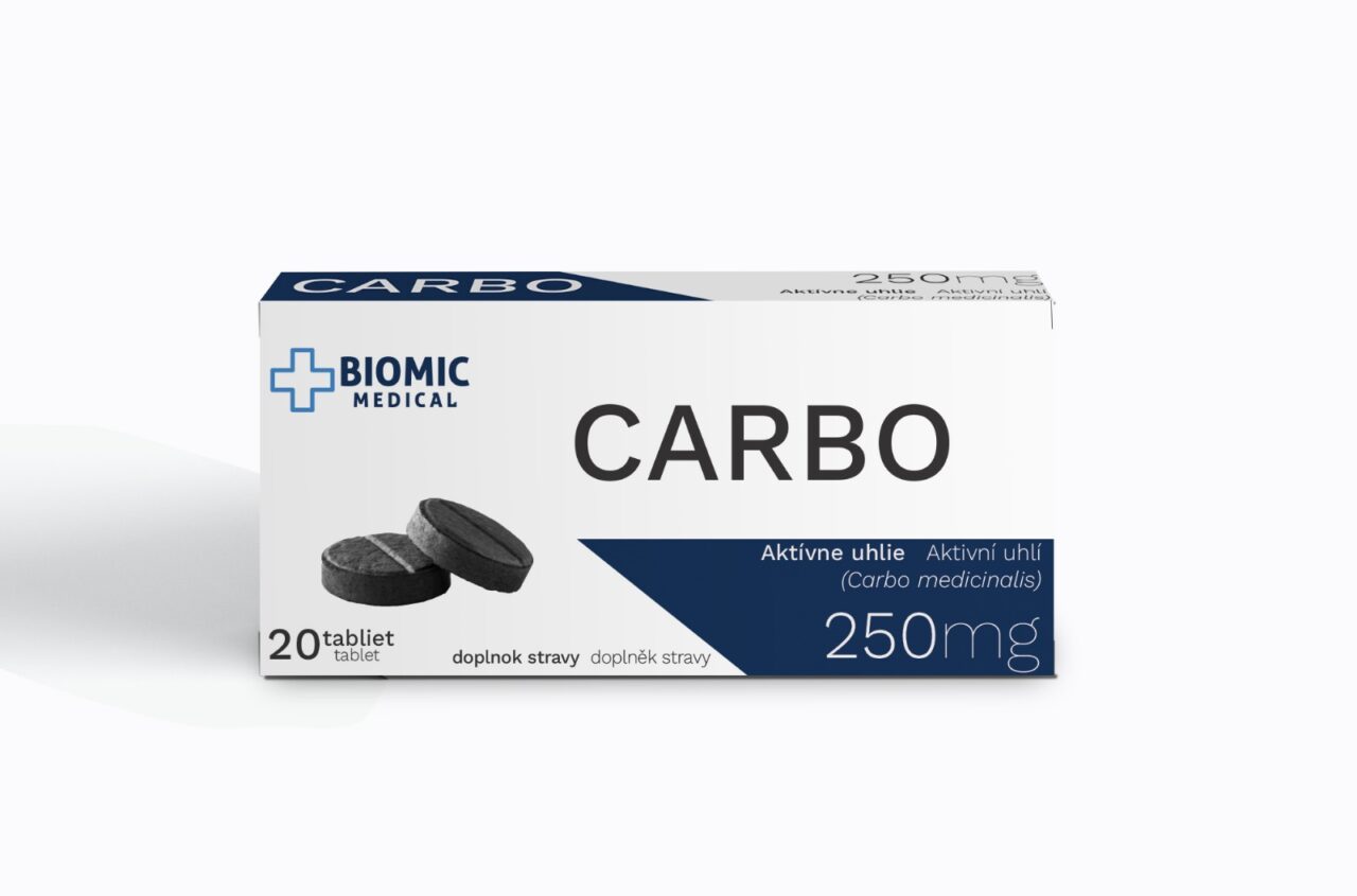 BIOMIC CARBO Aktívne uhlie 250 mg (20 tabliet)